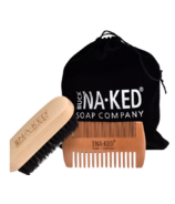 Buck Naked Soap Company Bamboo Beard Brush + Comb Set