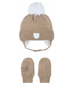 Petit Lem Hat + Mittens Set Sand