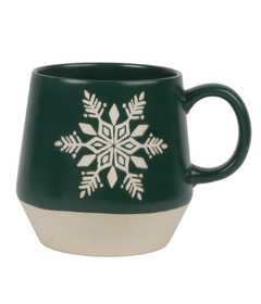 Harman Snowflake Embellished Stoneware Mug Green