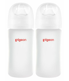 Pigeon Nurture & Nest Silicone Coated Glass Baby Bottle with M Nipple
