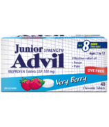 Advil Junior Strength Chewable Tablets Dye Free Very Berry