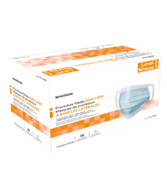 McKesson Procedure Masks Ear-Loop Pleated Style Blue 3-Ply Level 3