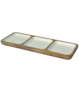 Now Designs Heirloom Mango Wood Divided Dish White