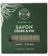 Savon en barre Crate 61 Organics au bois de cèdre et au pin 