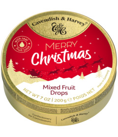 image of Cavendish Merry Christmas Mixed Fruit Drops Tin  with sku:314785