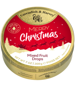 Cavendish Merry Christmas Mixed Fruit Drops Tin 
