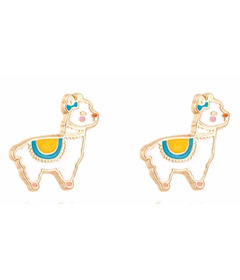 Girl Nation Enamel Stud Earrings Glama Llama