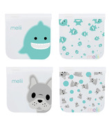 Melii Reusable Snack Bags With Zip Closure Bulldog and Shark