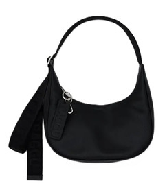 BAGGU Small Recycled Leather Crescent Bag Black