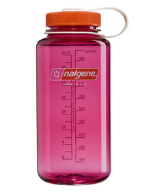 Nalgene Sustain Water Bottle Wide Mouth Fuchsia Purple with Flame