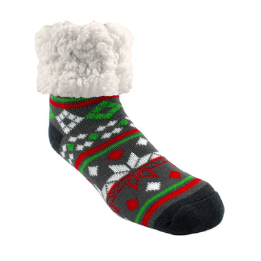 Pudus Classic Slipper Socks Christmas Grey Pudus Classic Slipper Socks Christmas Grey