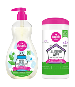 Dapple Baby Bottle & Dish Soap + All Purpose Cleaning Wipes Bundle