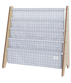 3 Sprouts Recycled Fabric Book Rack Blue Gingham