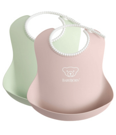 BabyBjorn Baby Bibs Powder Green & Powder Pink