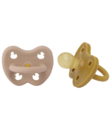 Hevea Round Rubber Pacifier with Orthidontic Teat Pack Beige & Honey