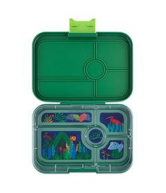 Yumbox Tapas 5 Compartment Bento Box Palm Green with Jungle Tray