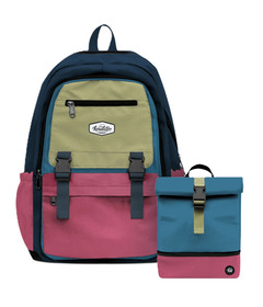 Headster Colorblock Backpack and Lunch Box Vintage Rose Bundle