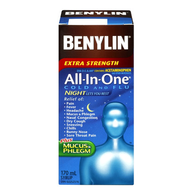Benylin All-In-One Extra Strength Cold & Flu Nightime Syrup Benylin All-In-One Extra Strength Cold & Flu Nightime Syrup