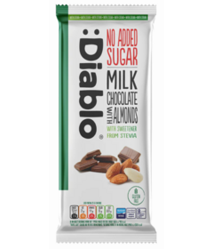 Diablo No Added Sugar Stevia Milk Chocolate with Almonds Bar