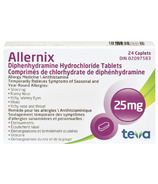 Teva Medicine Allernix pour le soulagement des allergies 25mg