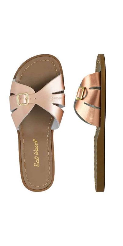 gold slip on sandals