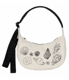 image of BAGGU Small Nylon Crescent Bag Embroidered Shells with sku:320323