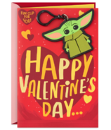 Hallmark Valentine's Day Card + Removable Backpack Clip Baby Yoda