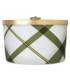 image of Thymes Large 3 Wick Frosted Plaid Poured Candle Fraser Fir with sku:310439