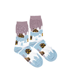 Friday Sock Co. Women's Snowy Village Sock Blue/Violet