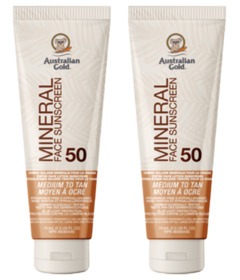 Australian Gold Mineral Tinted Face Sunscreen SPF 50 Medium to Tan Bundle