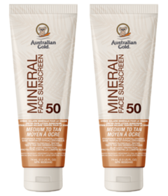 Australian Gold Mineral Tinted Face Sunscreen SPF 50 Medium to Tan Bundle