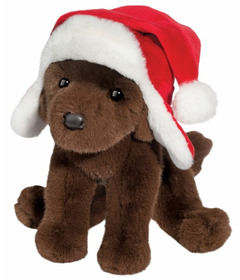 Douglas Chocolate Lab with Santa Hat