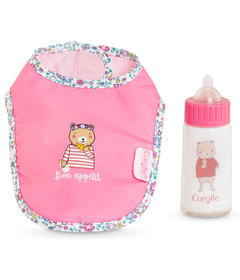 Corolle Bib and Magic Milk Bottle for Doll