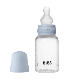 image of BIBS Round Silicone Slow Flow Baby Bottle Baby Blue with sku:330240
