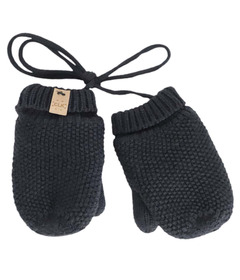 Calikids Knit Mitten with Cord Black Ink