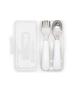 OXO Tot On the Go Fork & Spoon in Travel Case White and Teal