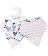 Glitter & Spice Bavoir à mâcher biologique double face Geo Hearts Scallop Trim