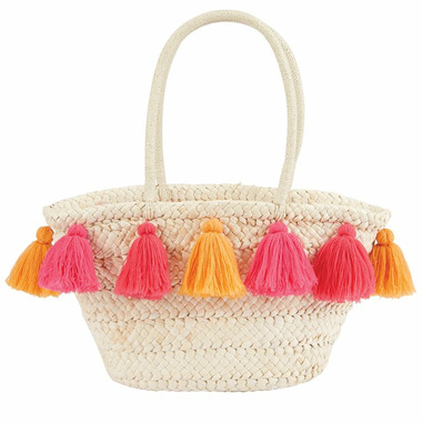 Buy Mud Pie Pink & Orange Tassel Straw Tote Bag at Well.ca | Free ...