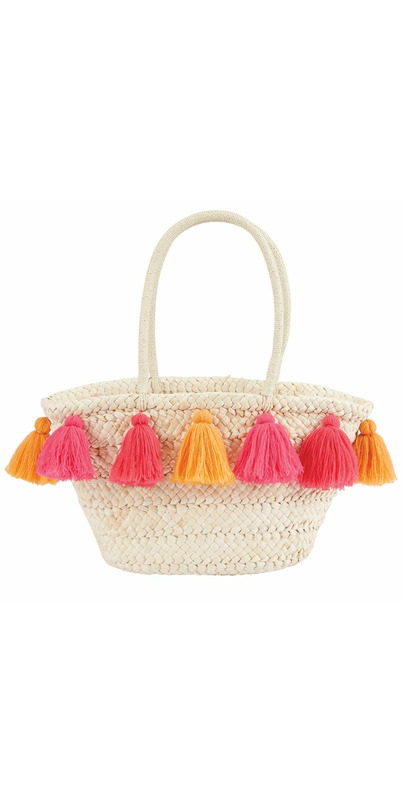 Buy Mud Pie Pink & Orange Tassel Straw Tote Bag at Well.ca | Free ...