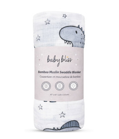 Baby Bliss Bamboo Muslin Swaddle Blanket Dino Dreams