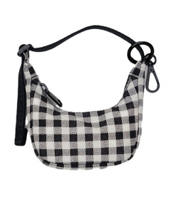 image of BAGGU Crescent Bag Charm Black & White Gingham with sku:320341