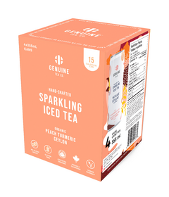Genuine Tea Organic Sparkling Iced Tea Peach Turmeric Ceylon 