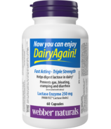 Webber Naturals Dairy Again! Lactase Enzyme Extra Strength 250mg