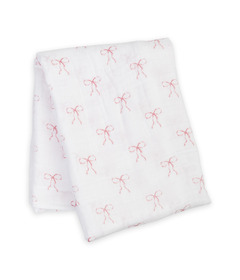 Lulujo Vintage Swaddle Blanket Muslin Cotton LG Bows