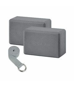 GAIAM Yoga Block & Strap Combo Grey