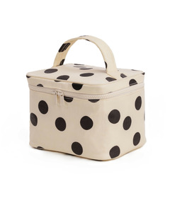 BAGGU Large Cosmetic Case Cream and Black Polka Dot