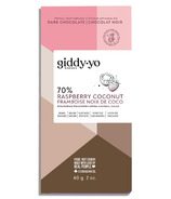 Giddy Yo Organic Dark Chocolate 70% Raspberry Coconut