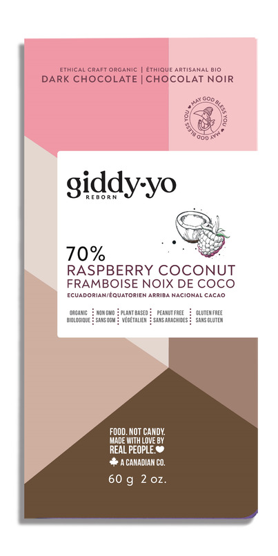 Buy Giddy Yo Organic Dark Chocolate 70% Raspberry Coconut at Well.ca ...
