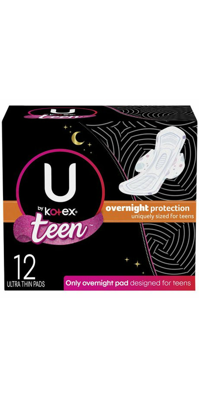 U by Kotex Teen Ultra Thin Pads - Overnight - 12's