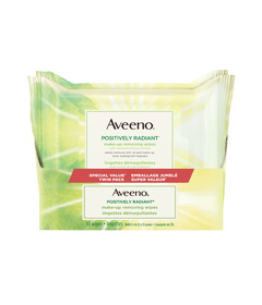 image of Aveeno Positively Radiant Makeup Removing Wipes with sku:324922